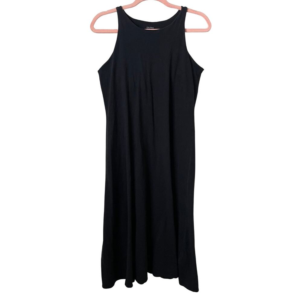 Eileen Fisher Dress Womens‎ XS Black Sleeveless Shift Tank Knit Cotton Stretch